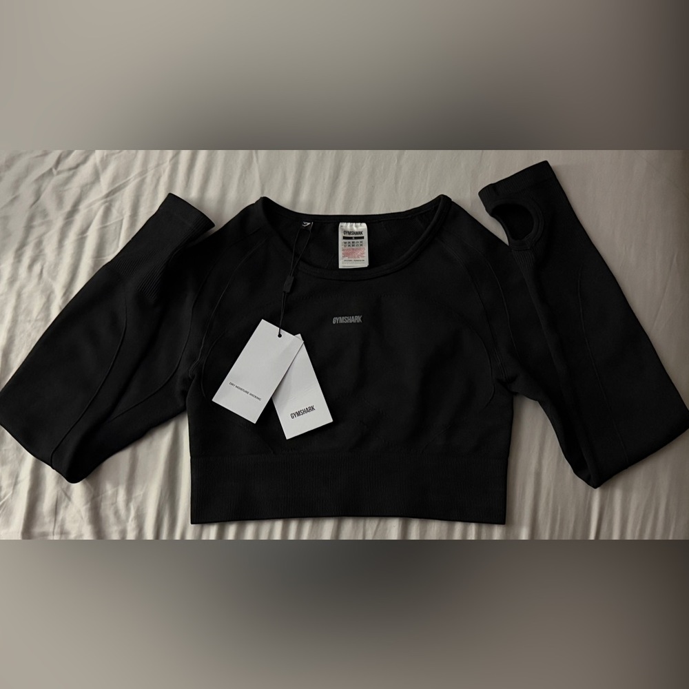 Gymshark Flex Sports Long Sleeve Black Crop Top
